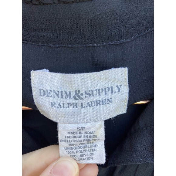 Denim & Supply Ralph Lauren Women's Size Small Black Sheer Button Dress - Picture 3 of 10
